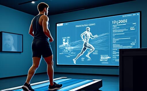 Atleta su un tapis roulant durante l'analisi dell'andatura