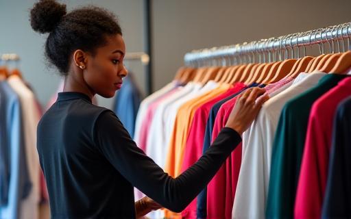 Stylist che assiste un cliente nella scelta dell'abbigliamento sportivo